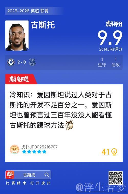 切尔西2-0战胜埃弗顿 古斯托传射帕尔默建功